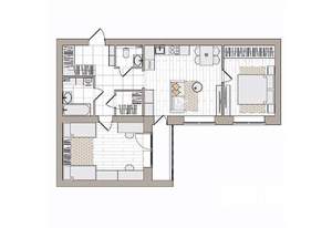 3-к квартира, вторичка, 70м2, 4/7 этаж