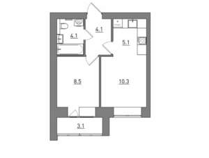 2-к квартира, вторичка, 35м2, 1/12 этаж