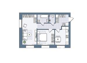 2-к квартира, вторичка, 57м2, 1/6 этаж