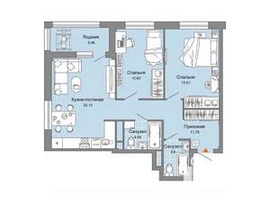 2-к квартира, вторичка, 73м2, 5/8 этаж