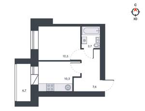 1-к квартира, вторичка, 39м2, 7/12 этаж