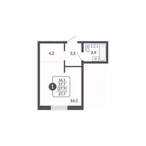 Студия квартира, вторичка, 28м2, 17/17 этаж