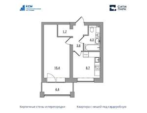 1-к квартира, вторичка, 38м2, 6/6 этаж