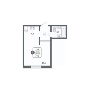 Студия квартира, вторичка, 28м2, 11/17 этаж