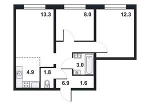 3-к квартира, вторичка, 52м2, 4/16 этаж