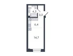 Студия квартира, вторичка, 29м2, 16/16 этаж