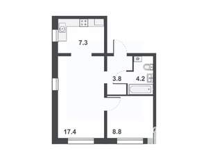 2-к квартира, вторичка, 42м2, 13/16 этаж