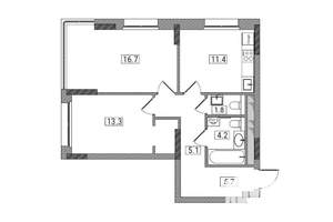 2-к квартира, вторичка, 58м2, 3/17 этаж