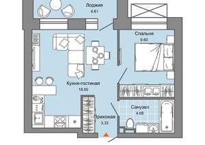 1-к квартира, вторичка, 39м2, 2/8 этаж