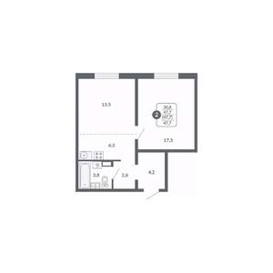 2-к квартира, вторичка, 48м2, 5/17 этаж