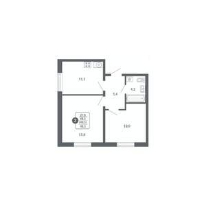 2-к квартира, вторичка, 49м2, 15/17 этаж