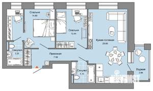 3-к квартира, вторичка, 66м2, 1/4 этаж