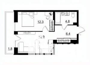 1-к квартира, вторичка, 39м2, 8/11 этаж