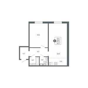 2-к квартира, вторичка, 66м2, 13/17 этаж