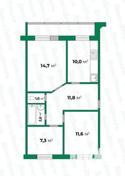 3-к квартира, вторичка, 60м2, 2/5 этаж