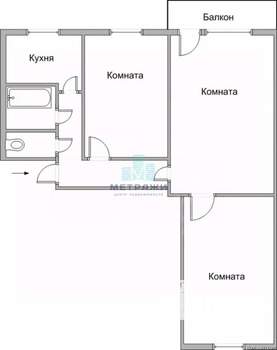 3-к квартира, вторичка, 57м2, 3/5 этаж