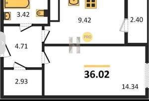 1-к квартира, вторичка, 36м2, 17/17 этаж