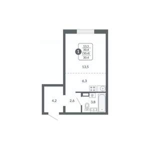 Студия квартира, вторичка, 30м2, 16/17 этаж