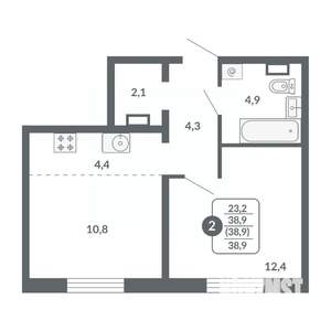 2-к квартира, вторичка, 39м2, 5/17 этаж