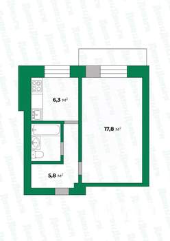 1-к квартира, вторичка, 33м2, 6/6 этаж