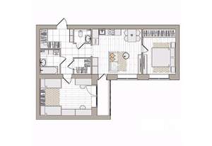3-к квартира, вторичка, 70м2, 4/6 этаж