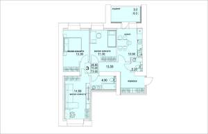 3-к квартира, строящийся дом, 73м2, 2/14 этаж