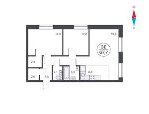 3-к квартира, вторичка, 68м2, 16/16 этаж