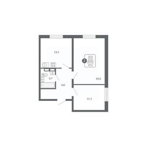 2-к квартира, вторичка, 57м2, 6/17 этаж