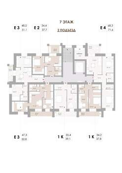 2-к квартира, вторичка, 51м2, 6/10 этаж