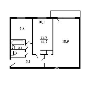 2-к квартира, вторичка, 42м2, 4/5 этаж