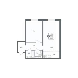 2-к квартира, вторичка, 66м2, 14/17 этаж