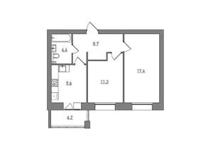 2-к квартира, вторичка, 56м2, 6/6 этаж