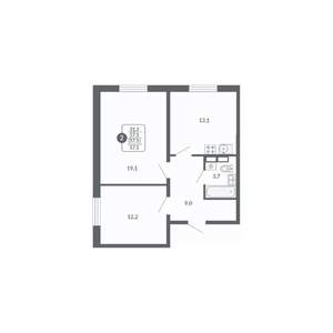 2-к квартира, вторичка, 57м2, 14/17 этаж