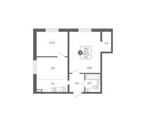 3-к квартира, вторичка, 55м2, 3/17 этаж