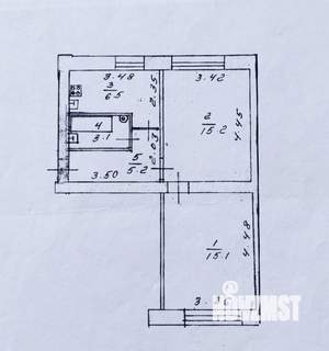 2-к квартира, вторичка, 45м2, 1/2 этаж