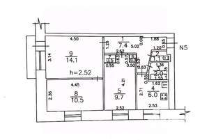 3-к квартира, вторичка, 52м2, 4/5 этаж