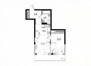 2-к квартира, строящийся дом, 44м2, 5/11 этаж