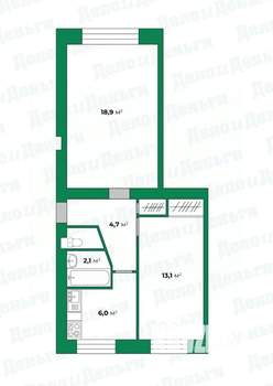 2-к квартира, вторичка, 46м2, 1/5 этаж