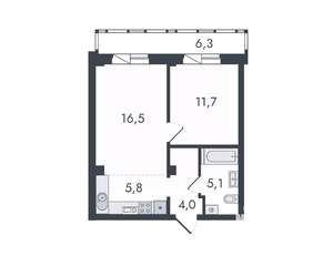 2-к квартира, вторичка, 49м2, 9/16 этаж