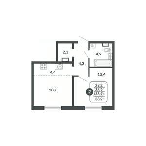 2-к квартира, вторичка, 39м2, 10/17 этаж