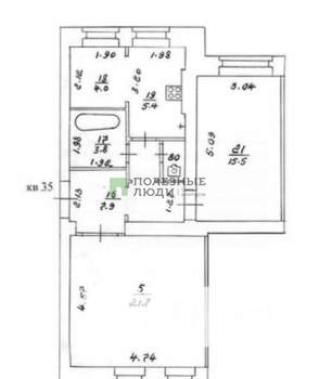 2-к квартира, вторичка, 60м2, 5/5 этаж