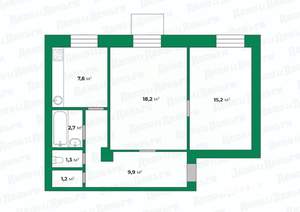 2-к квартира, вторичка, 56м2, 4/4 этаж