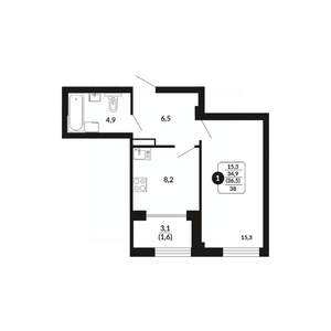 1-к квартира, вторичка, 37м2, 9/17 этаж