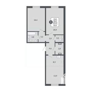 3-к квартира, вторичка, 83м2, 9/17 этаж