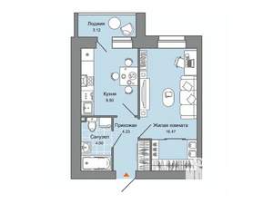1-к квартира, строящийся дом, 36м2, 8/8 этаж