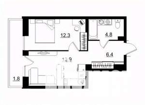 1-к квартира, строящийся дом, 39м2, 9/11 этаж