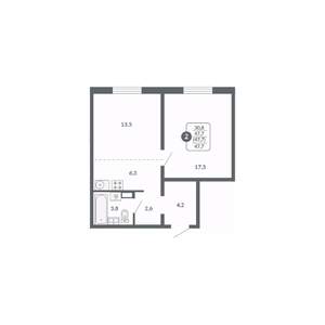 2-к квартира, вторичка, 48м2, 16/17 этаж