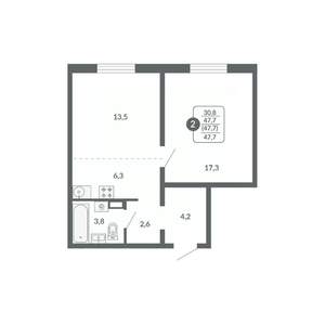 2-к квартира, вторичка, 48м2, 11/17 этаж