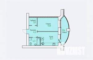 1-к квартира, строящийся дом, 43м2, 5/14 этаж