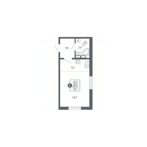 1-к квартира, вторичка, 31м2, 5/17 этаж